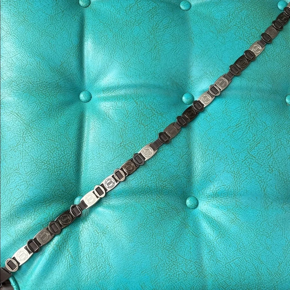Vintage Suzie Roher life the great naturalist metal plate stretch statement belt